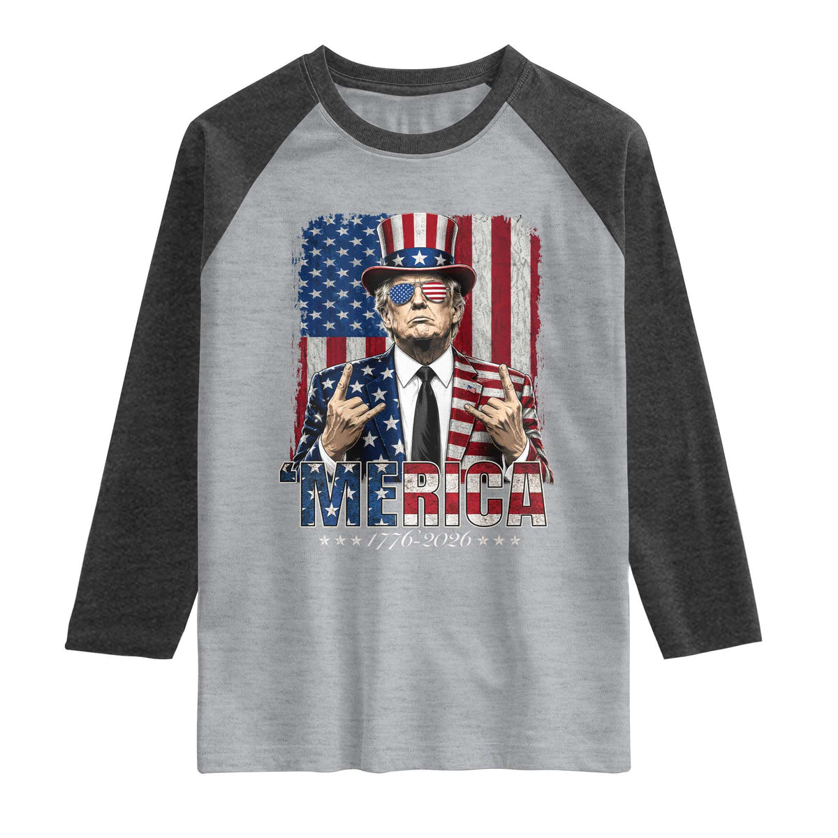 The Nations Leader US 250th Anniversary Raglan Shirt Funny 4th of July 1776 2026