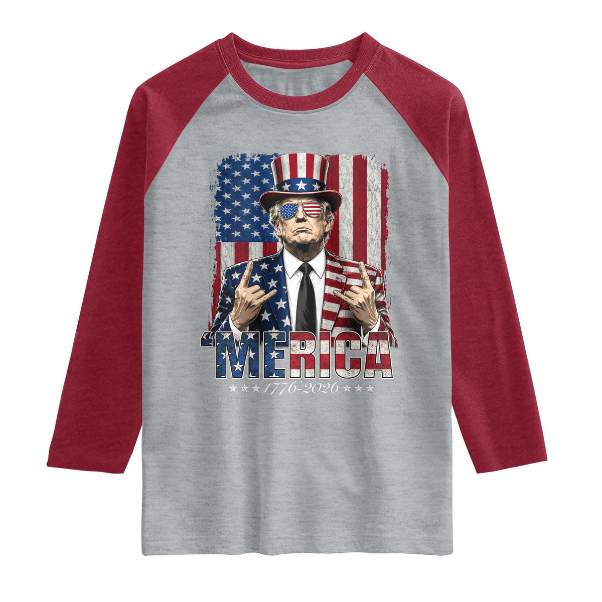 The Nations Leader US 250th Anniversary Raglan Shirt Funny 4th of July 1776 2026