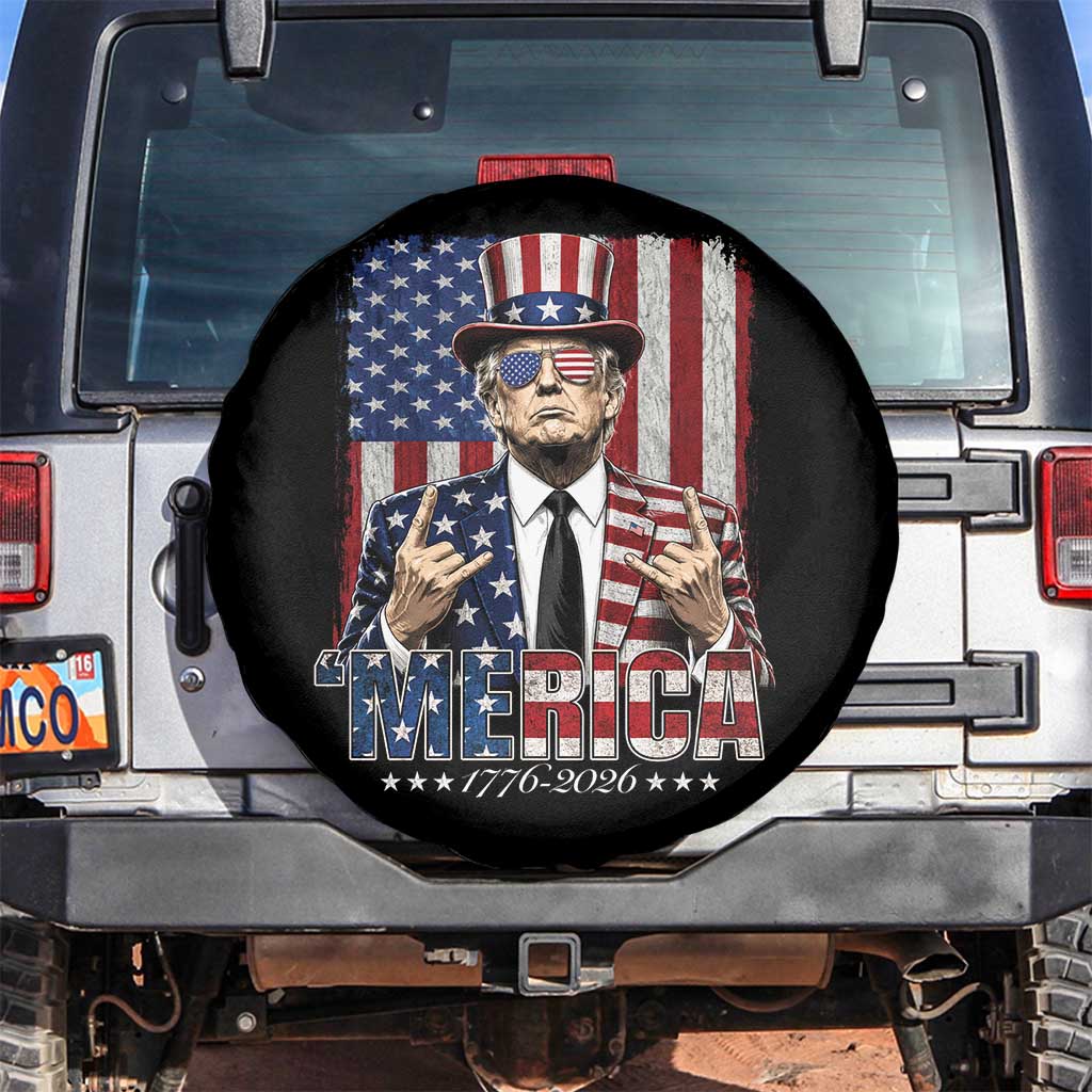 The Nations Leader US 250th Anniversary Spare Tire Cover Funny 4th of July 1776 2026 TS11 No hole Black Print Your Wear