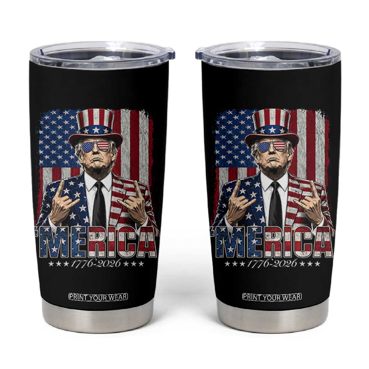 The Nations Leader US 250th Anniversary Tumbler Cup Funny 4th of July 1776 2026 TS11 Black Print Your Wear
