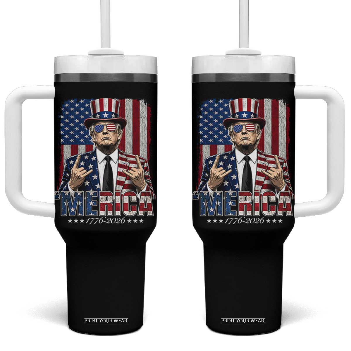 The Nations Leader US 250th Anniversary Tumbler With Handle Funny 4th of July 1776 2026