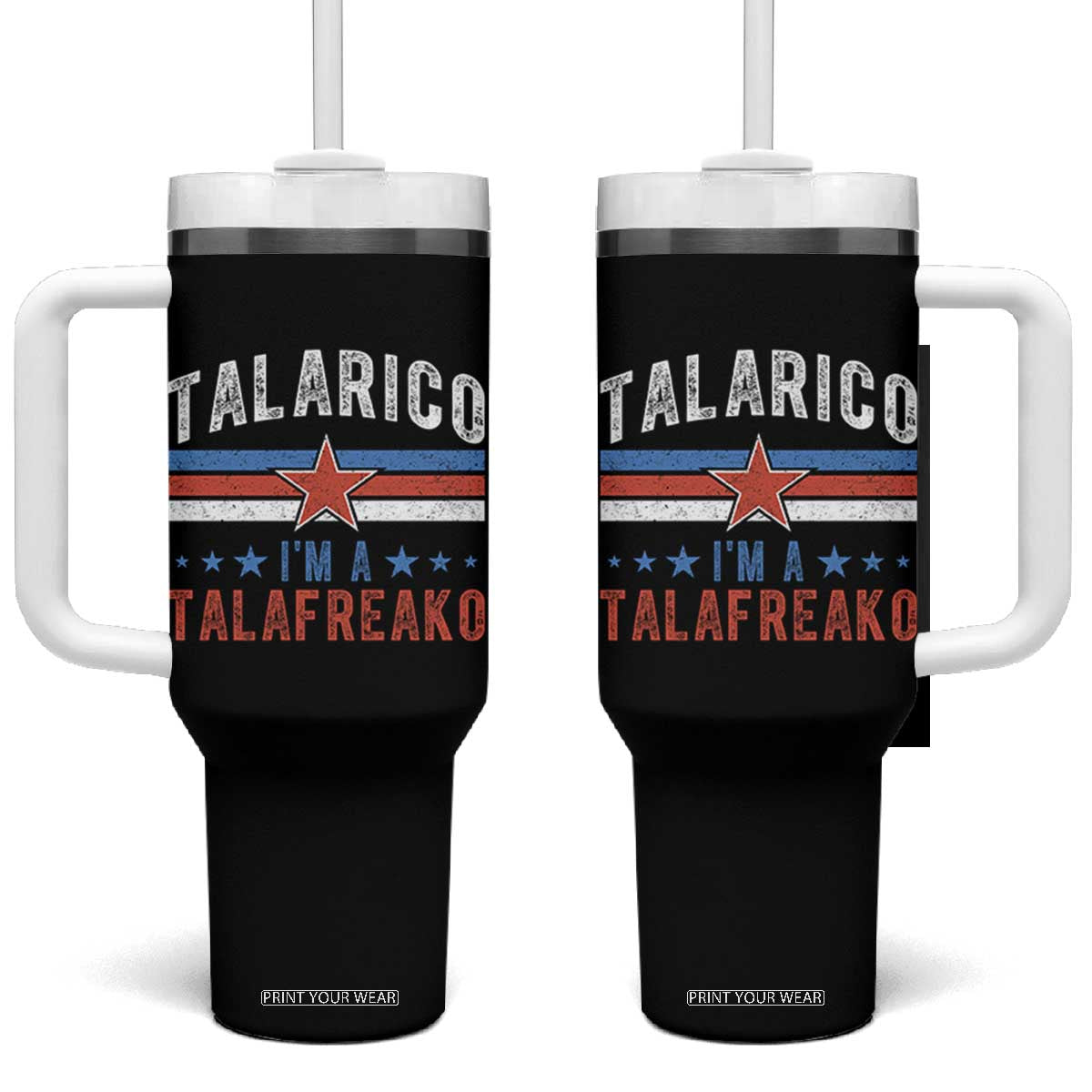 I Am A Talafreako James Talarico Tumbler With Handle US Senate Texas TS11 One Size: 40 oz Black Print Your Wear