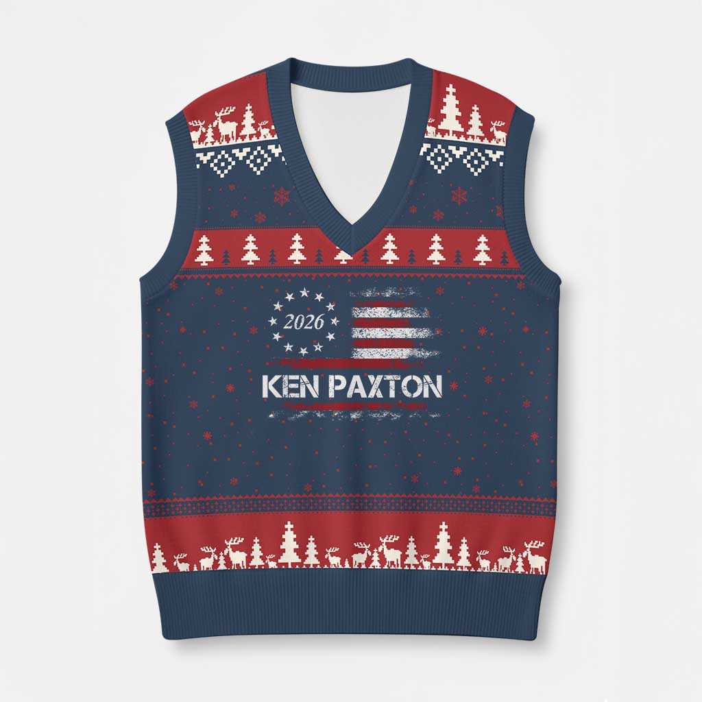 Ken Paxton for Texas Senate V-Neck Knit Sweater Vest US Senator Campaign Vintage American Flag