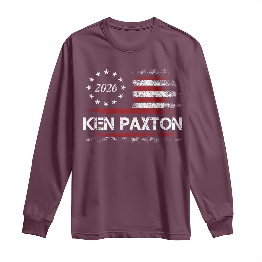 Ken Paxton for Texas Senate Long Sleeve Shirt US Senator Campaign Vintage American Flag