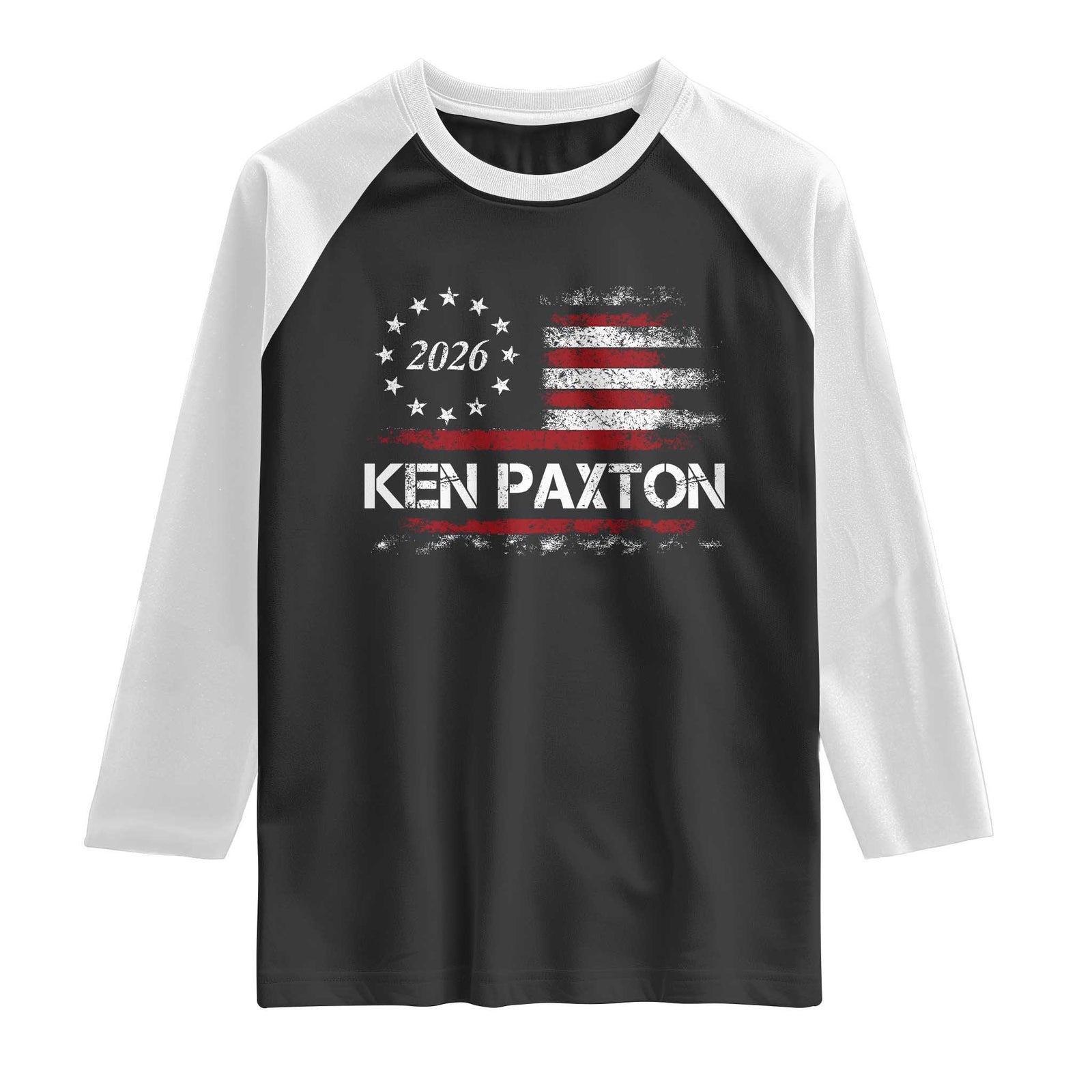 Ken Paxton for Texas Senate Raglan Shirt US Senator Campaign Vintage American Flag TS11 Black White Print Your Wear