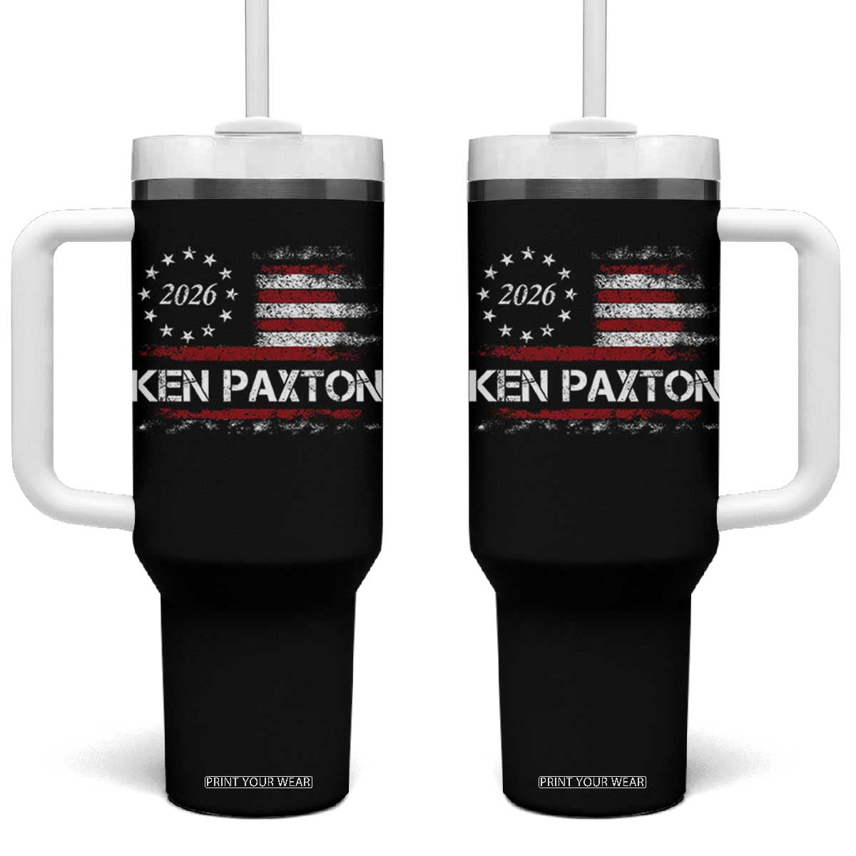 Ken Paxton for Texas Senate Tumbler With Handle US Senator Campaign Vintage American Flag TS11 One Size: 40 oz Black Print Your Wear