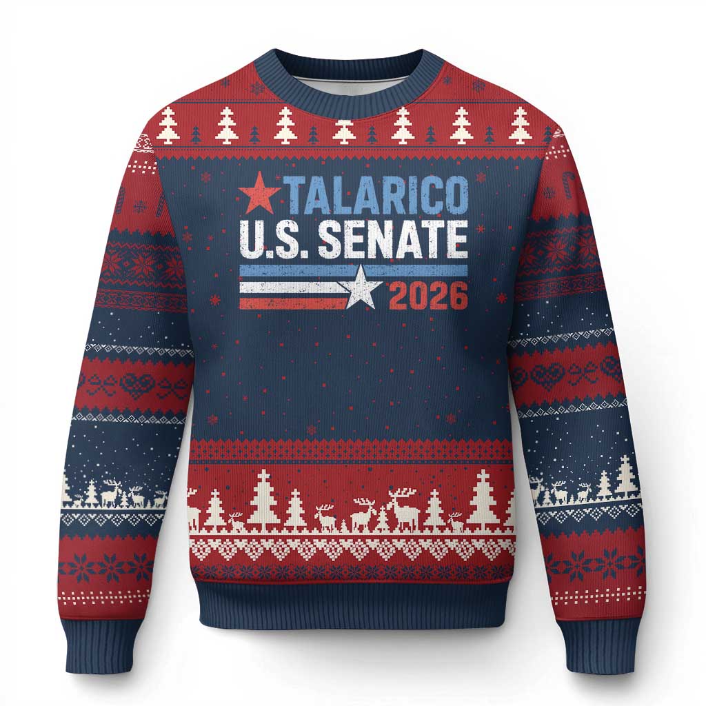 James Talarico US Senate 2026 Ugly Christmas Sweater Texas Senate Race Stars and Stripes TS11 Navy Red Print Your Wear