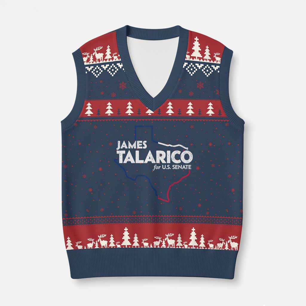 James Talarico for US Senate V-Neck Knit Sweater Vest Texas Senate Race 2026 TS11 Navy Red Print Your Wear