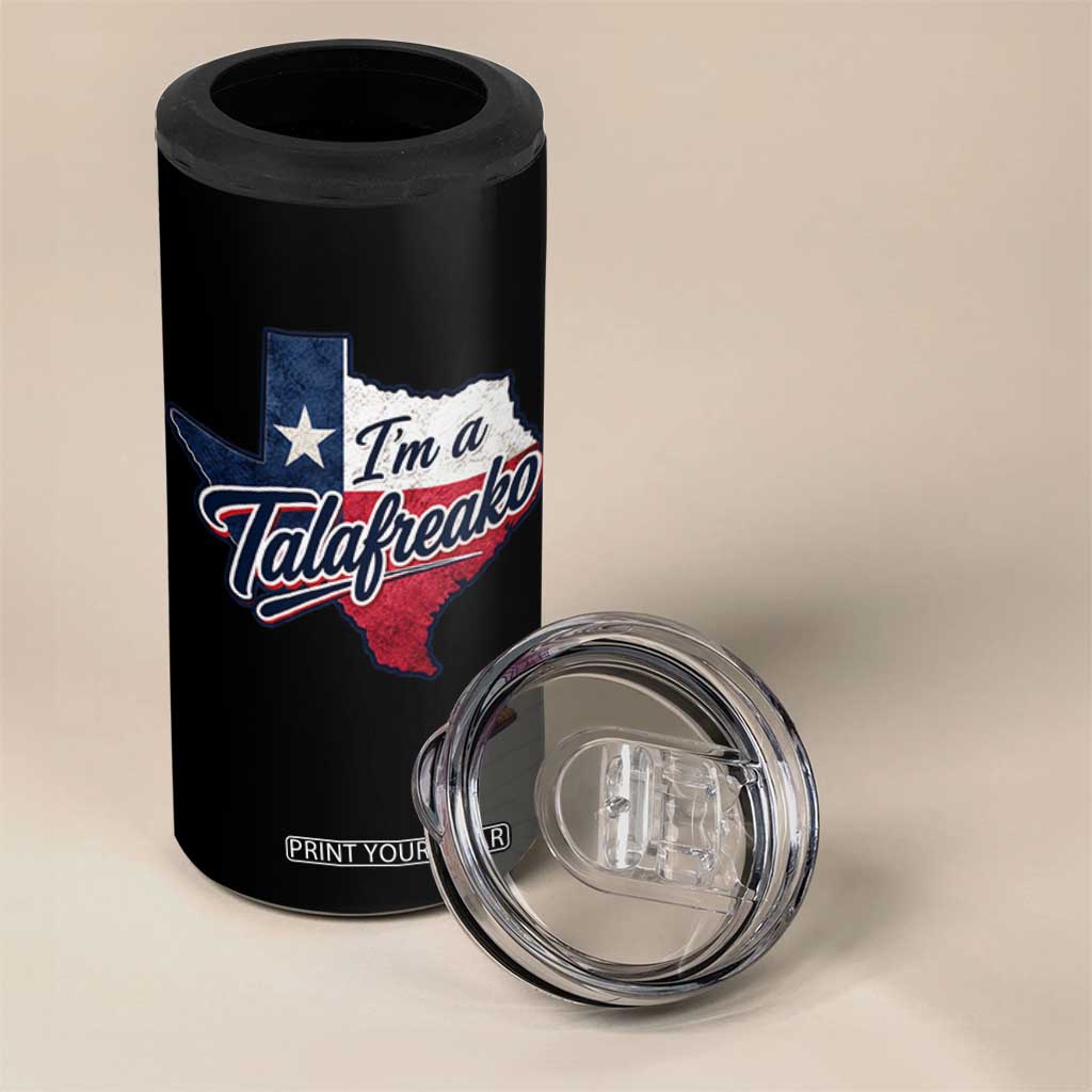 I Am A Talafreako James Talarico 4 in 1 Can Cooler Tumbler US Senate Vintage Texas Map