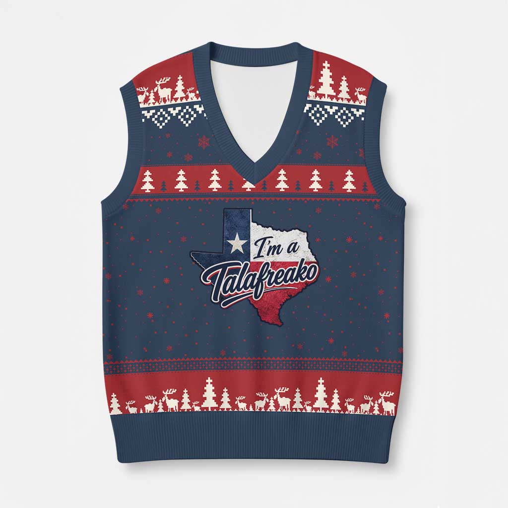 I Am A Talafreako James Talarico V-Neck Knit Sweater Vest US Senate Vintage Texas Map
