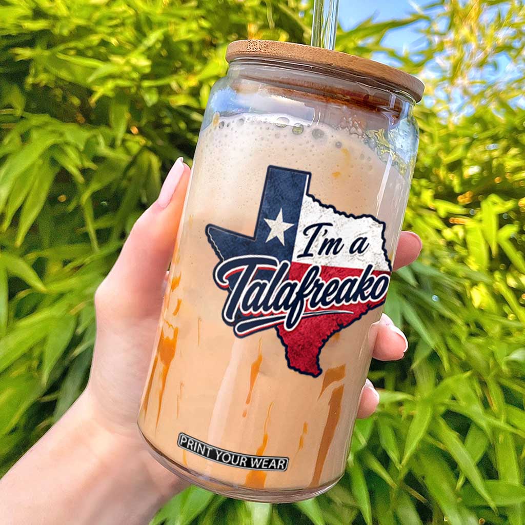 I Am A Talafreako James Talarico Glass Can US Senate Vintage Texas Map