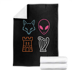 Fox Alien Castle Harp Retro Throw Blanket San Antonio Texas Sports