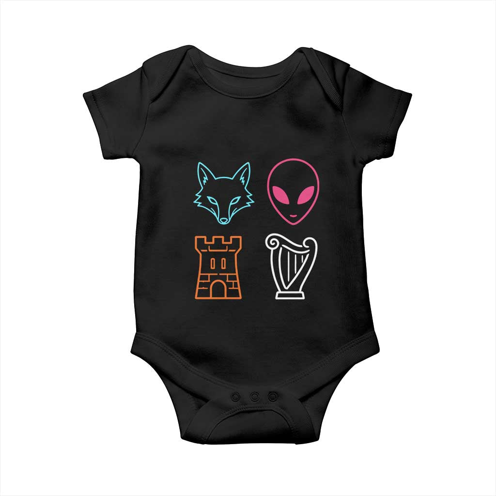 Fox Alien Castle Harp Retro Baby Onesie San Antonio Texas Sports