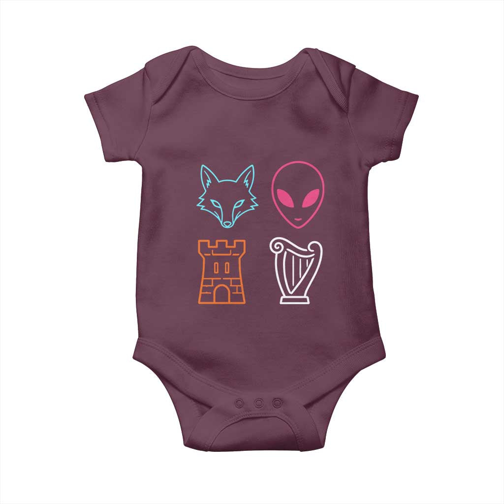 Fox Alien Castle Harp Retro Baby Onesie San Antonio Texas Sports
