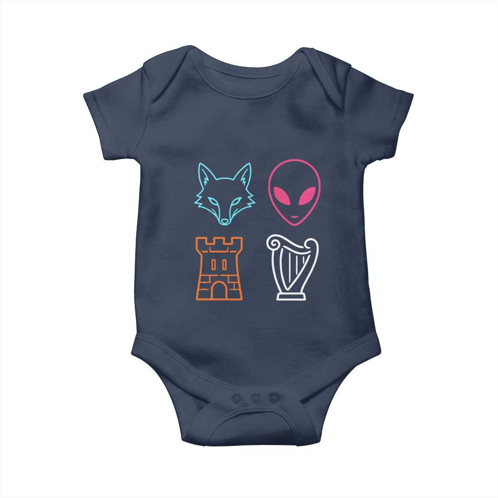 Fox Alien Castle Harp Retro Baby Onesie San Antonio Texas Sports
