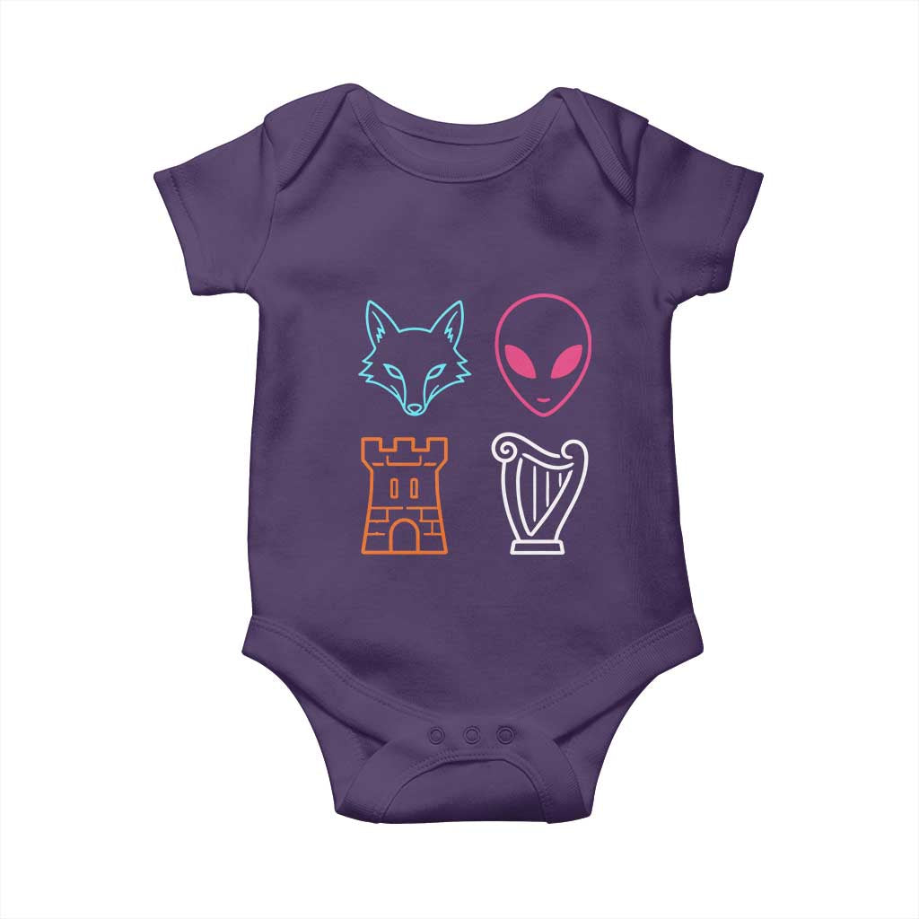 Fox Alien Castle Harp Retro Baby Onesie San Antonio Texas Sports