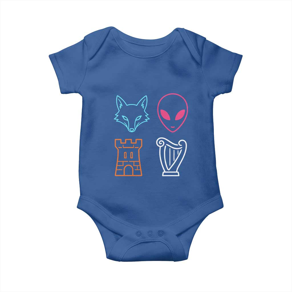 Fox Alien Castle Harp Retro Baby Onesie San Antonio Texas Sports