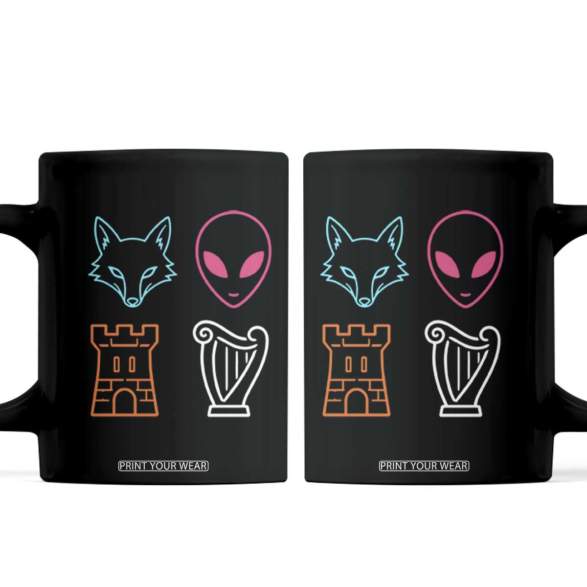 Fox Alien Castle Harp Retro Coffee Mug San Antonio Texas Sports