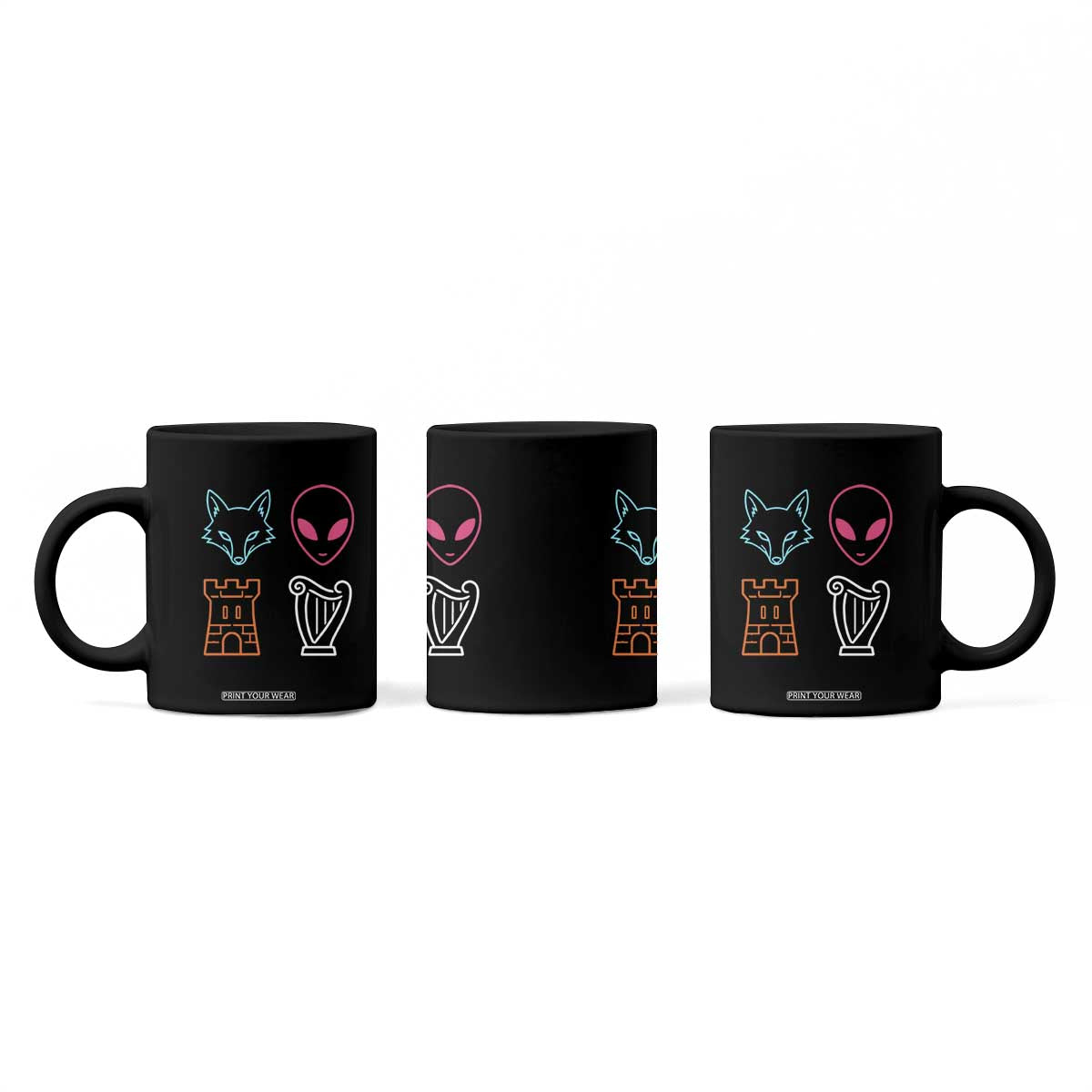 Fox Alien Castle Harp Retro Coffee Mug San Antonio Texas Sports