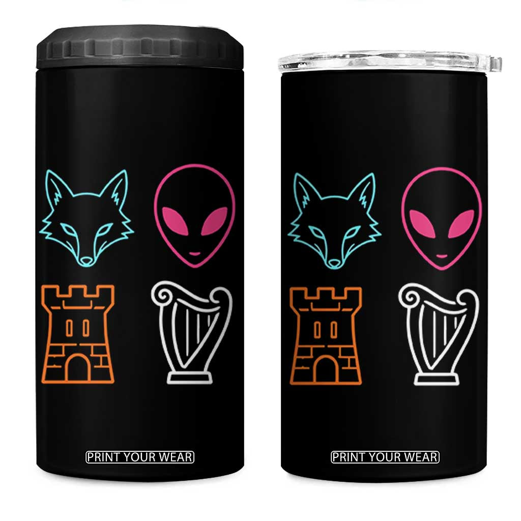 Fox Alien Castle Harp Retro 4 in 1 Can Cooler Tumbler San Antonio Texas Sports