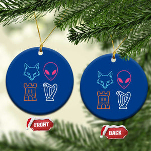 Fox Alien Castle Harp Retro Ceramic Ornament San Antonio Texas Sports