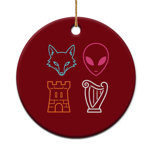 Fox Alien Castle Harp Retro Ceramic Ornament San Antonio Texas Sports