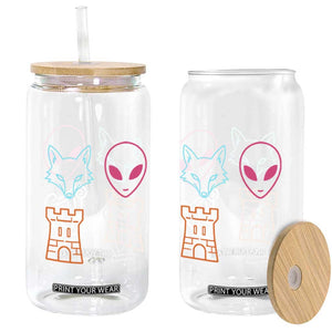 Fox Alien Castle Harp Retro Glass Can San Antonio Texas Sports