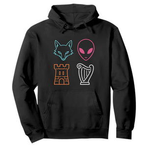 Fox Alien Castle Harp Retro Hoodie San Antonio Texas Sports