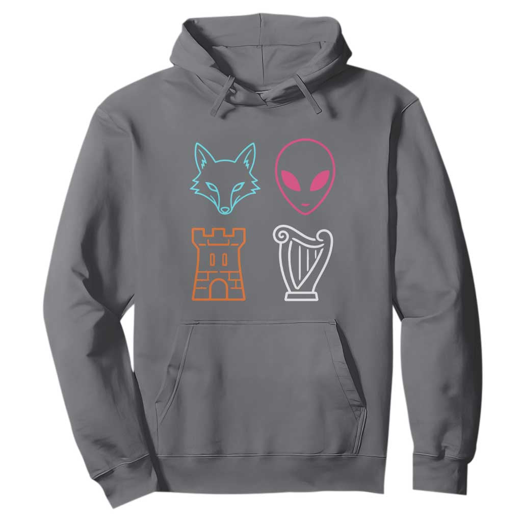 Fox Alien Castle Harp Retro Hoodie San Antonio Texas Sports