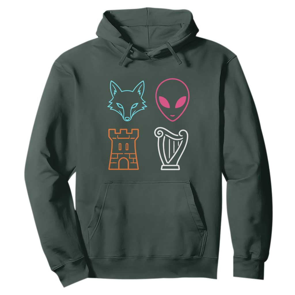 Fox Alien Castle Harp Retro Hoodie San Antonio Texas Sports