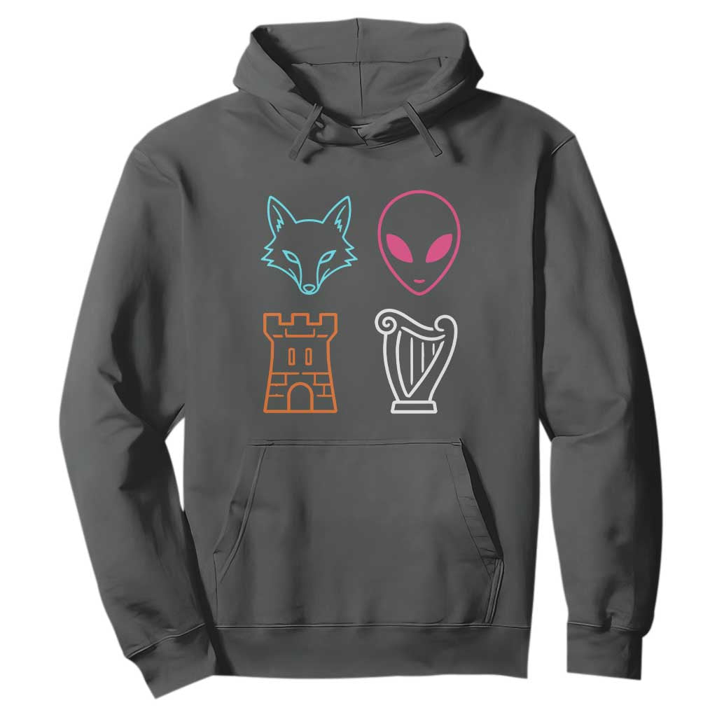 Fox Alien Castle Harp Retro Hoodie San Antonio Texas Sports