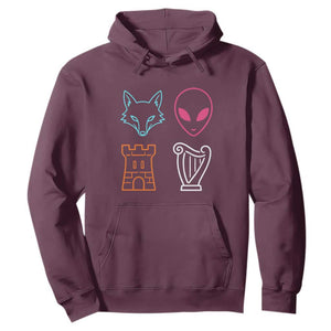 Fox Alien Castle Harp Retro Hoodie San Antonio Texas Sports