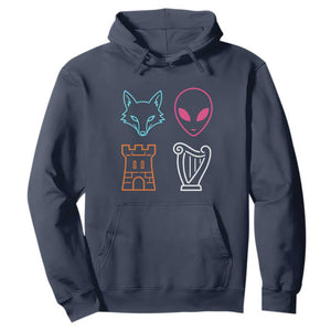 Fox Alien Castle Harp Retro Hoodie San Antonio Texas Sports