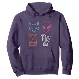 Fox Alien Castle Harp Retro Hoodie San Antonio Texas Sports