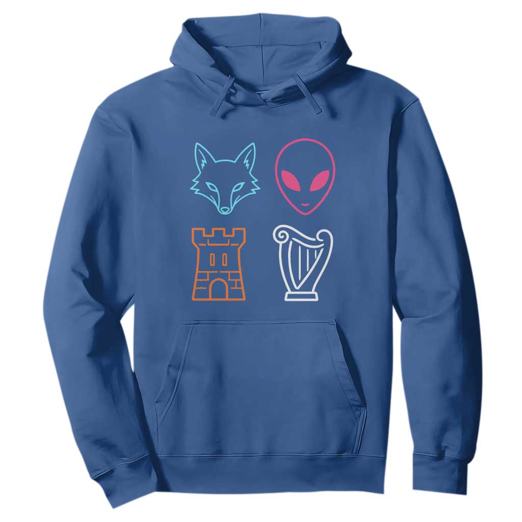 Fox Alien Castle Harp Retro Hoodie San Antonio Texas Sports