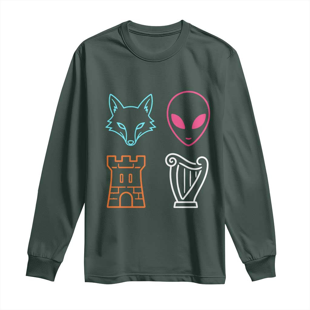 Fox Alien Castle Harp Retro Long Sleeve Shirt San Antonio Texas Sports