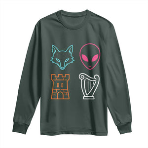 Fox Alien Castle Harp Retro Long Sleeve Shirt San Antonio Texas Sports