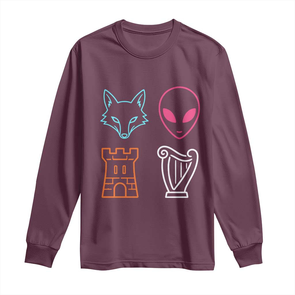 Fox Alien Castle Harp Retro Long Sleeve Shirt San Antonio Texas Sports