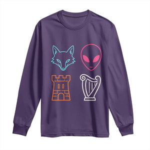 Fox Alien Castle Harp Retro Long Sleeve Shirt San Antonio Texas Sports