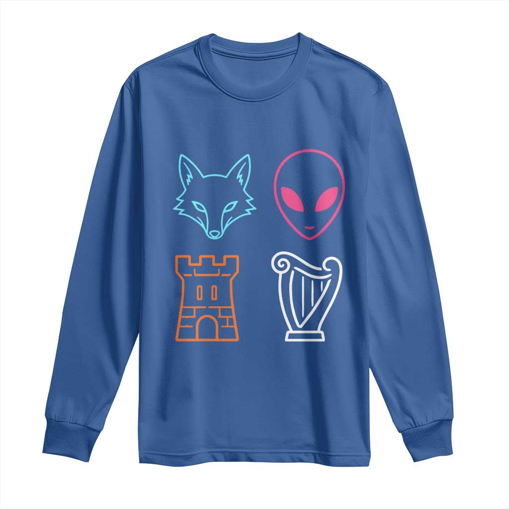 Fox Alien Castle Harp Retro Long Sleeve Shirt San Antonio Texas Sports