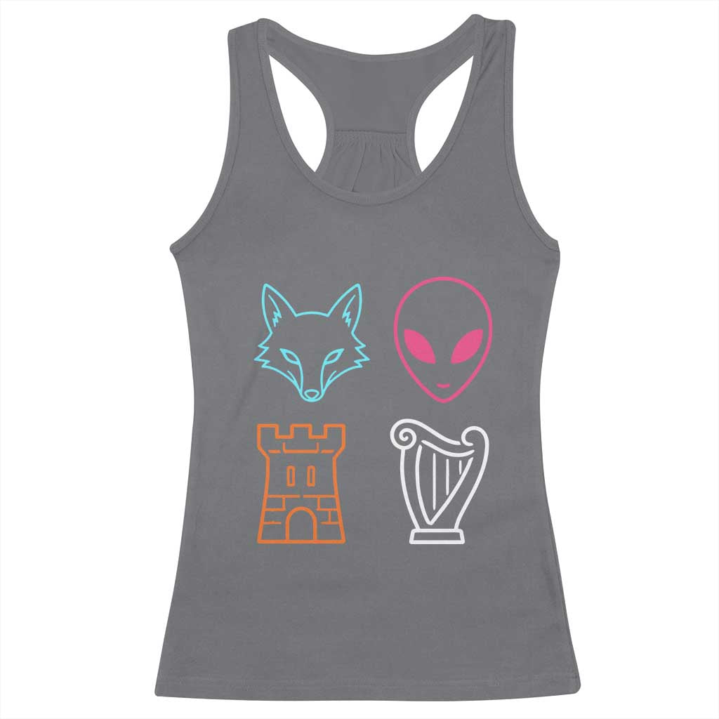 Fox Alien Castle Harp Retro Racerback Tank Top San Antonio Texas Sports