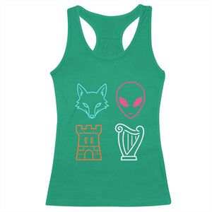 Fox Alien Castle Harp Retro Racerback Tank Top San Antonio Texas Sports