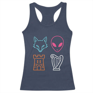 Fox Alien Castle Harp Retro Racerback Tank Top San Antonio Texas Sports