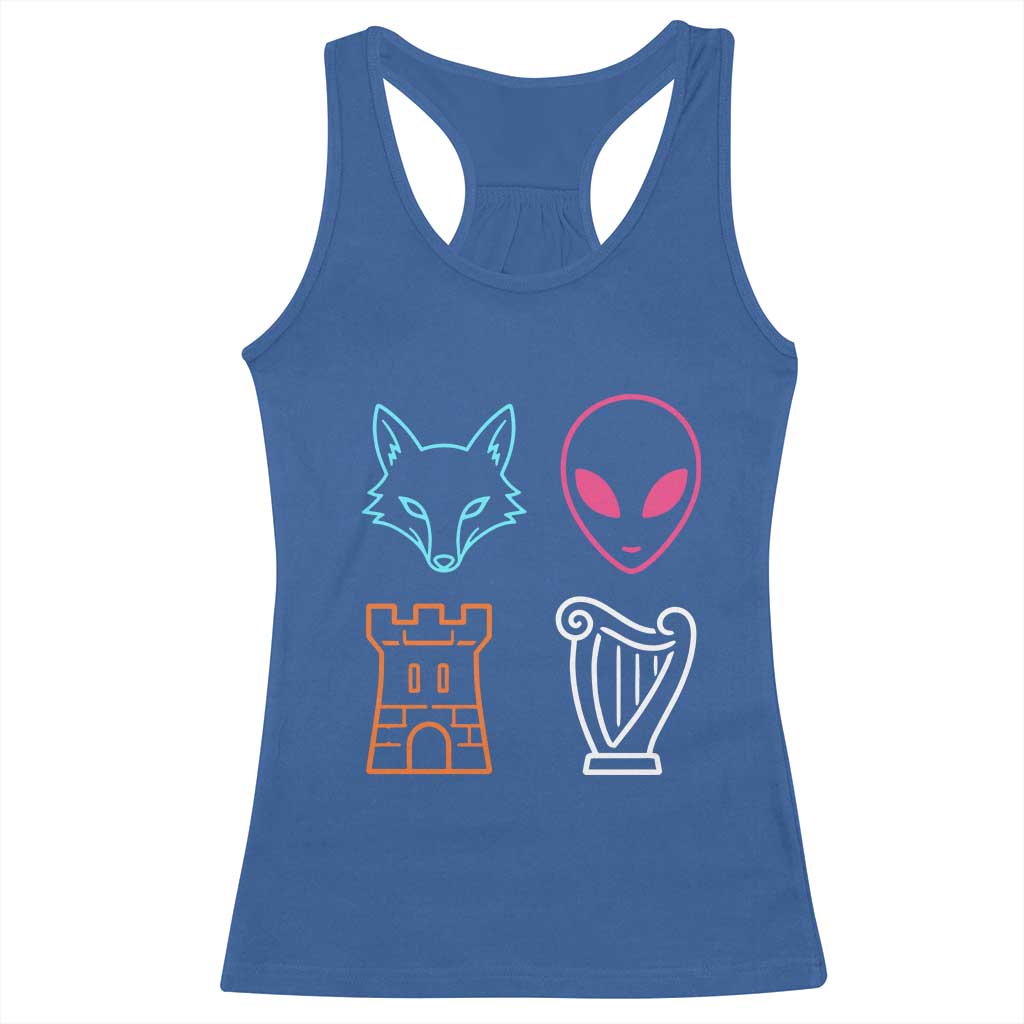 Fox Alien Castle Harp Retro Racerback Tank Top San Antonio Texas Sports