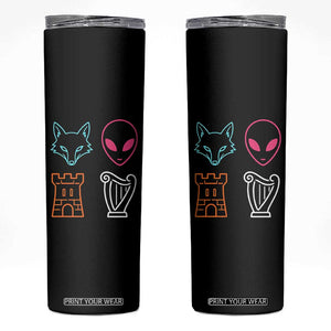 Fox Alien Castle Harp Retro Skinny Tumbler San Antonio Texas Sports