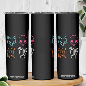 Fox Alien Castle Harp Retro Skinny Tumbler San Antonio Texas Sports