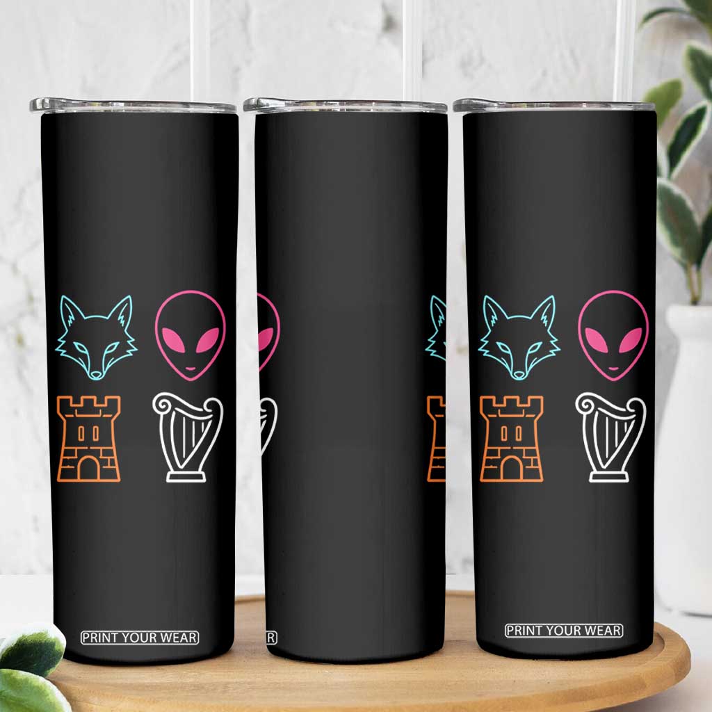 Fox Alien Castle Harp Retro Skinny Tumbler San Antonio Texas Sports
