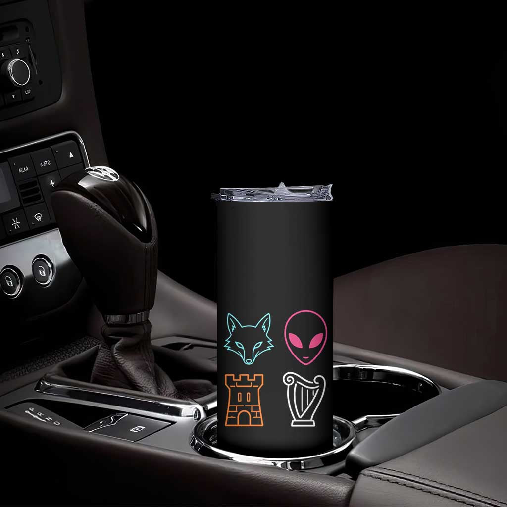Fox Alien Castle Harp Retro Skinny Tumbler San Antonio Texas Sports