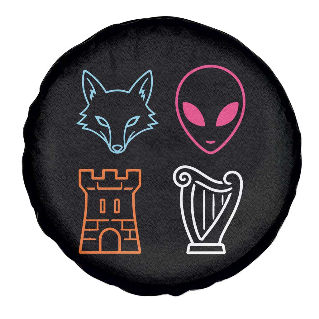 Fox Alien Castle Harp Retro Spare Tire Cover San Antonio Texas Sports