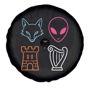 Fox Alien Castle Harp Retro Spare Tire Cover San Antonio Texas Sports